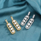 6mm Pearl Gold-Color Drop Earrings for Women Party Wedding Engagement