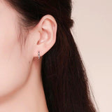 925 Silver Cylinder Circles Small Loop Huggie Hoop Earrings For Women