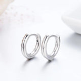 925 Silver Cylinder Circles Small Loop Huggie Hoop Earrings For Women