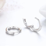 925 Silver Cylinder Circles Small Loop Huggie Hoop Earrings For Women