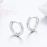 925 Silver Cylinder Circles Small Loop Huggie Hoop Earrings For Women