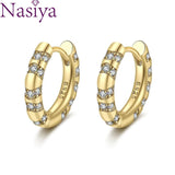 925 Silver Zircon Circle Hoop Earrings Wedding Engagement
