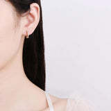 925 Silver Zircon Circle Hoop Earrings Wedding Engagement