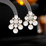 Baroque Pearl CZ Dangle Earrings 925 Silver
