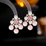 Baroque Pearl CZ Dangle Earrings 925 Silver