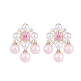 Baroque Pearl CZ Dangle Earrings 925 Silver