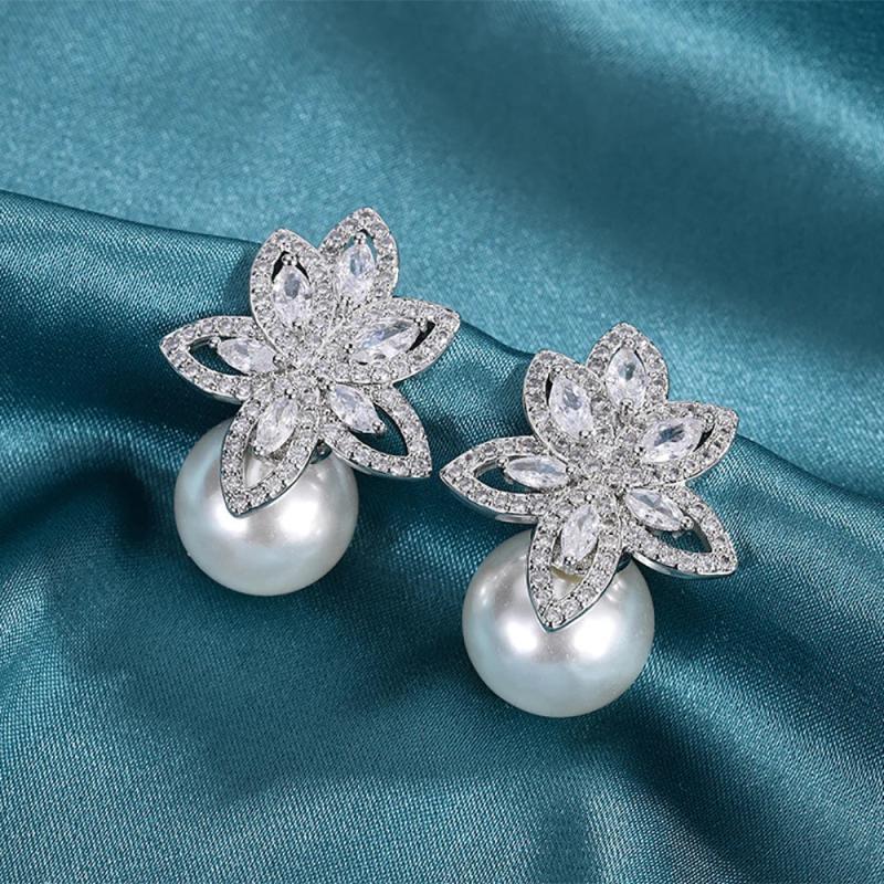 Big Pearl Drop Earrings for Women Party Wedding Engagement Jewelry