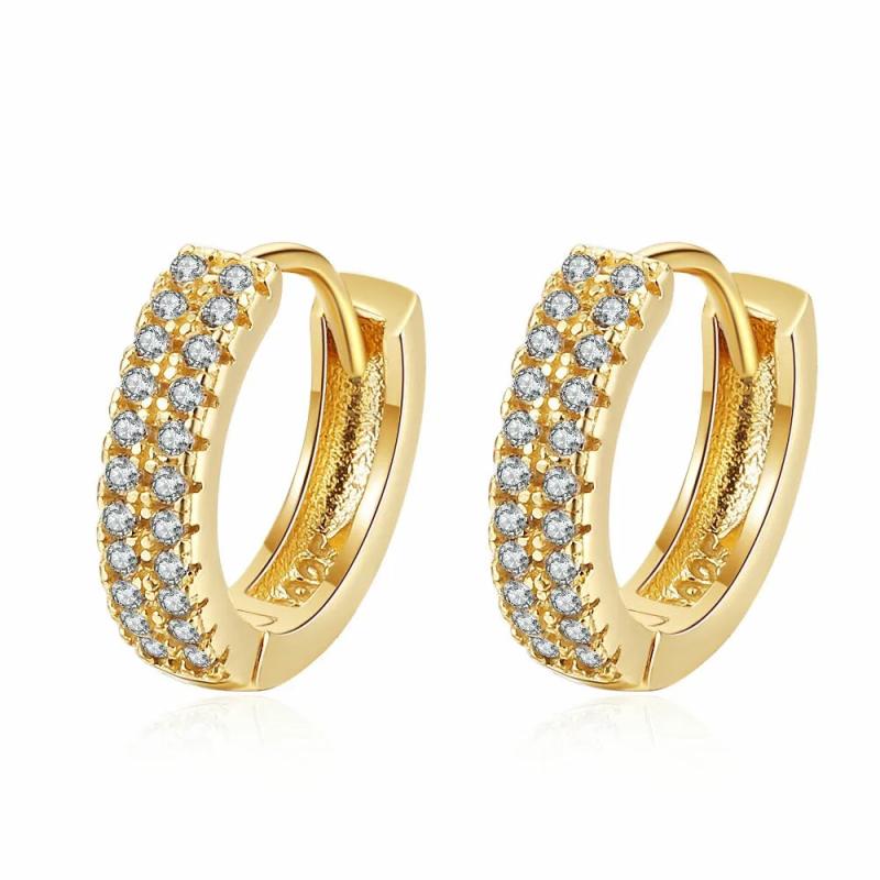 S925 Sterling Silver Zircon Hoop Earrings Circle Noble Jewelry Gift