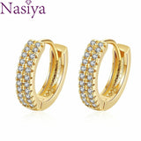 S925 Sterling Silver Zircon Hoop Earrings Circle Noble Jewelry Gift
