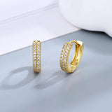 S925 Sterling Silver Zircon Hoop Earrings Circle Noble Jewelry Gift