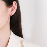 S925 Sterling Silver Zircon Hoop Earrings Circle Noble Jewelry Gift