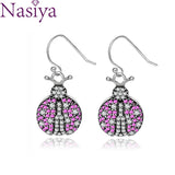 925 Silver Pink Beetle Drop Earrings with Zircon