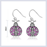 925 Silver Pink Beetle Drop Earrings with Zircon