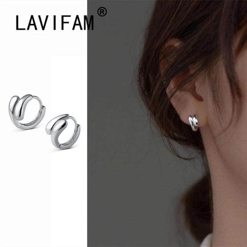 925 Sterling Silver Double Layer Water Drop Ear Buckle Earrings Hoops