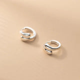 925 Sterling Silver Double Layer Water Drop Ear Buckle Earrings Hoops