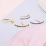 925 Silver Dangle Hoop Earring Zircon Stripe Arc Bar Line Piercing Women