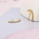 925 Silver Dangle Hoop Earring Zircon Stripe Arc Bar Line Piercing Women