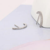 925 Silver Dangle Hoop Earring Zircon Stripe Arc Bar Line Piercing Women