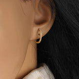 925 Silver Dangle Hoop Earring Zircon Stripe Arc Bar Line Piercing Women