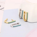 925 Silver Green Zircon U Shape Hoop Earring for Women