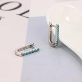 925 Silver Green Zircon U Shape Hoop Earring for Women