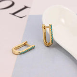 925 Silver Green Zircon U Shape Hoop Earring for Women