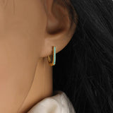 925 Silver Green Zircon U Shape Hoop Earring for Women