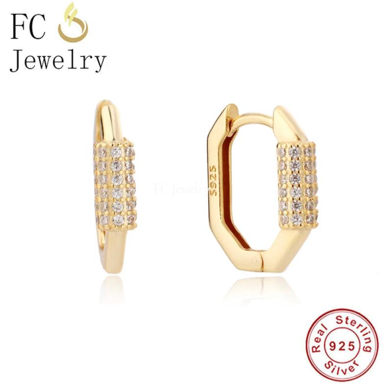 925 Silver Zircon Piercing Hoop Earrings