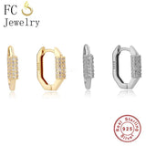 925 Silver Zircon Piercing Hoop Earrings