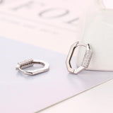 925 Silver Zircon Piercing Hoop Earrings