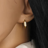925 Silver Zircon Piercing Hoop Earrings