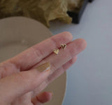14K 925 Silver Cake Side Mini Heart Stud Earrings Wedding Jewelry
