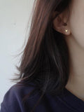 14K 925 Silver Cake Side Mini Heart Stud Earrings Wedding Jewelry