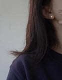 14K 925 Silver Cake Side Mini Heart Stud Earrings Wedding Jewelry