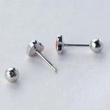 Red Heart Stud Earrings 925 Sterling Silver Ball Ear Jewelry