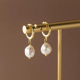 925 Silver French Pearl Baroque Short Drop Earrings Women