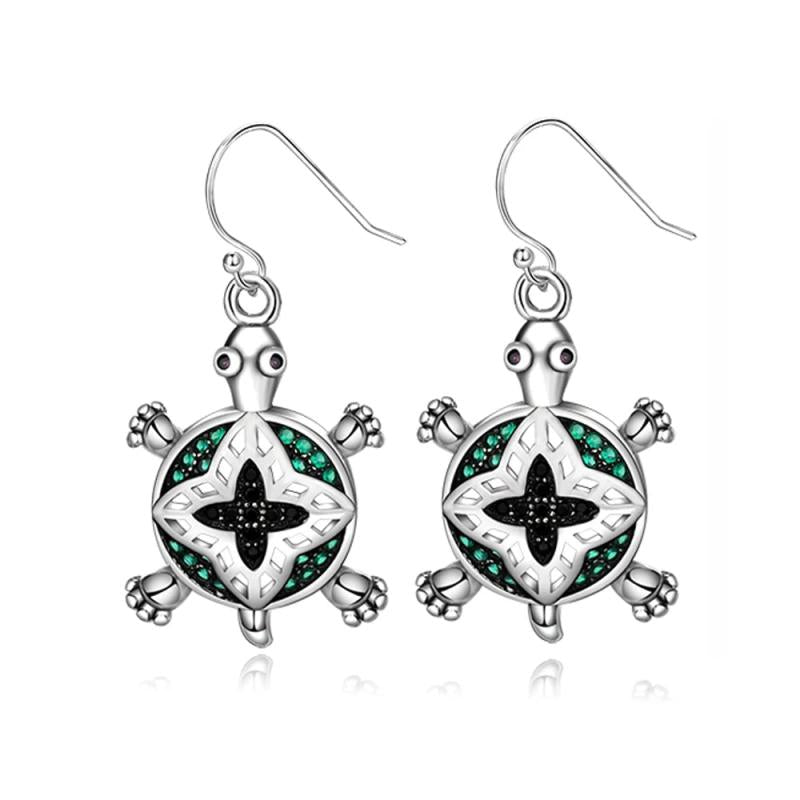Turtle Zircon Drop Earrings 925 Silver Creative Party Jewelry