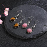 Sterling Silver Rhodochrosite Tiger Eye Pendant Earrings
