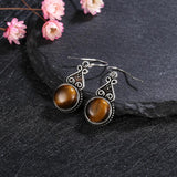 Sterling Silver Rhodochrosite Tiger Eye Pendant Earrings