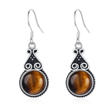 Sterling Silver Rhodochrosite Tiger Eye Pendant Earrings