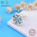 925 Silver Zircon Snowflake Stud Earrings for Women Brincos