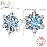 925 Silver Zircon Snowflake Stud Earrings for Women Brincos