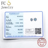 925 Silver Zircon Snowflake Stud Earrings for Women Brincos