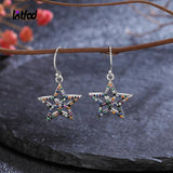 925 Silver Colorful Star Drop Earrings with Zircon Accessories
