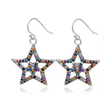 925 Silver Colorful Star Drop Earrings with Zircon Accessories