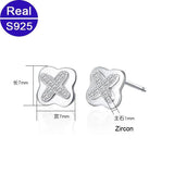 Small Stud Earrings Silver 925 Zircon Micro-inlaid Real Sterling Silver