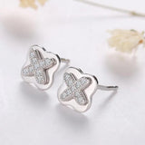 Small Stud Earrings Silver 925 Zircon Micro-inlaid Real Sterling Silver
