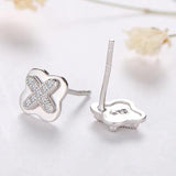 Small Stud Earrings Silver 925 Zircon Micro-inlaid Real Sterling Silver
