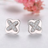 Small Stud Earrings Silver 925 Zircon Micro-inlaid Real Sterling Silver
