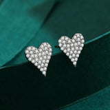 925 Silver Heart CZ Stud Earrings Party Jewelry
